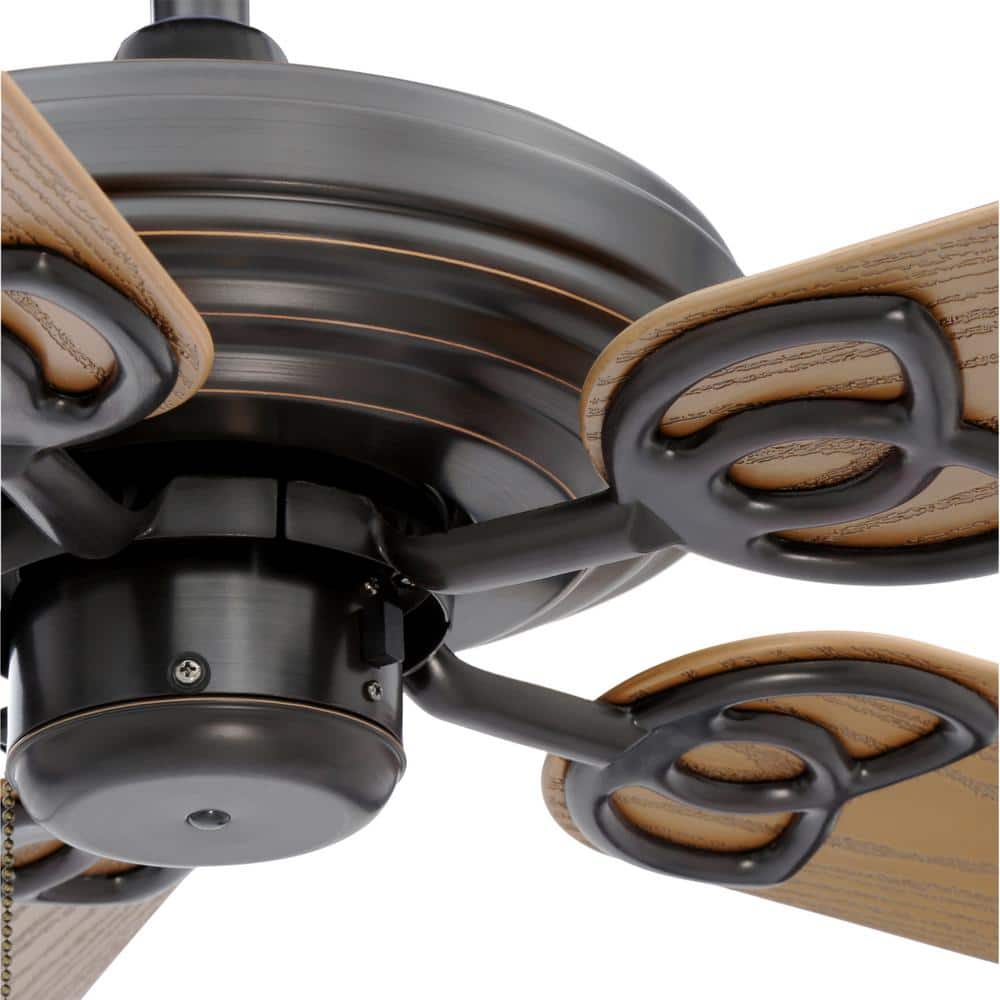 Antique Bronze 52" 5-Blade Indoor/Outdoor Ceiling Fan with Oak Blades