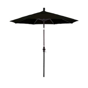 7.5 ft. Bronze Aluminum Market Patio Umbrella Collar Tilt Crank Lift in Black Olefin