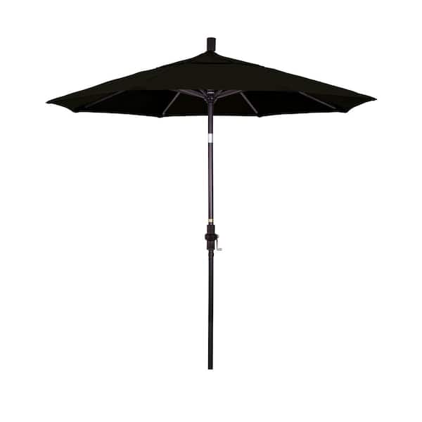 California Umbrella 7.5 ft. Bronze Aluminum Market Patio Umbrella Collar Tilt Crank Lift in Black Olefin