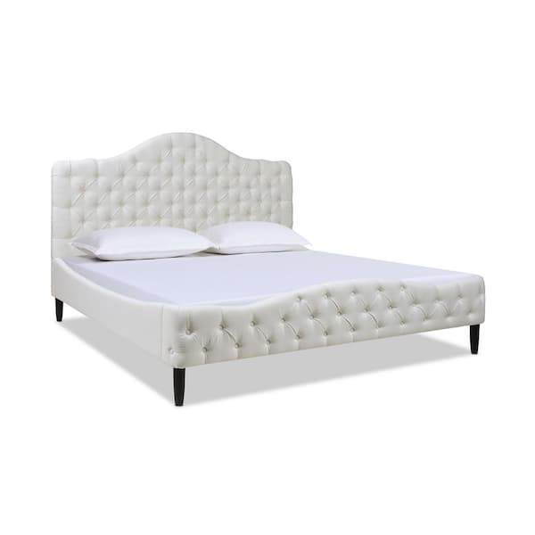 Jennifer Taylor Bridget Antique White Yarn Dyed King Tufted Platform Bed Set