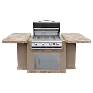 4-Burner Propane Grill Island with 27 in. Access Door in Stainless Steel