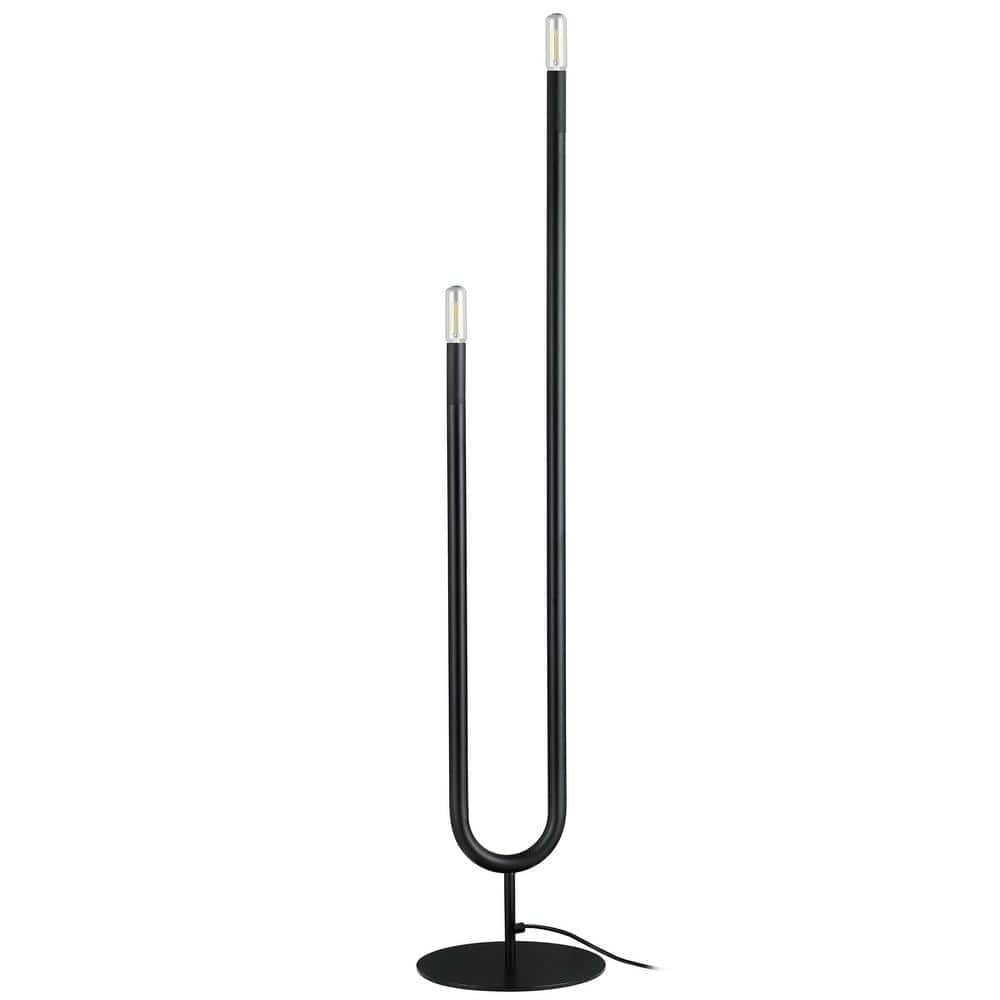 Dainolite Wand 60 In Matte Black 2 Light Standard Floor Lamp Wan 602f Mb The Home Depot