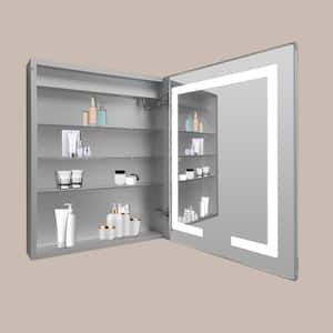 24 in. W x 30 in. H Large Rectangular Silver Aluminum Recessed/Surface Mount Wall Medicine Cabinet with Mirror