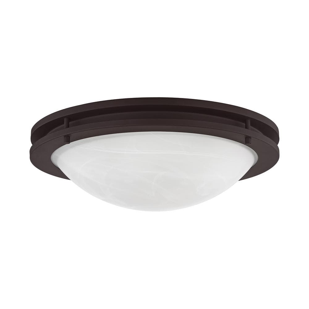 Ariel Art Deco-Inspired Bronze 3-Light Flush Mount with White Alabaster Glass