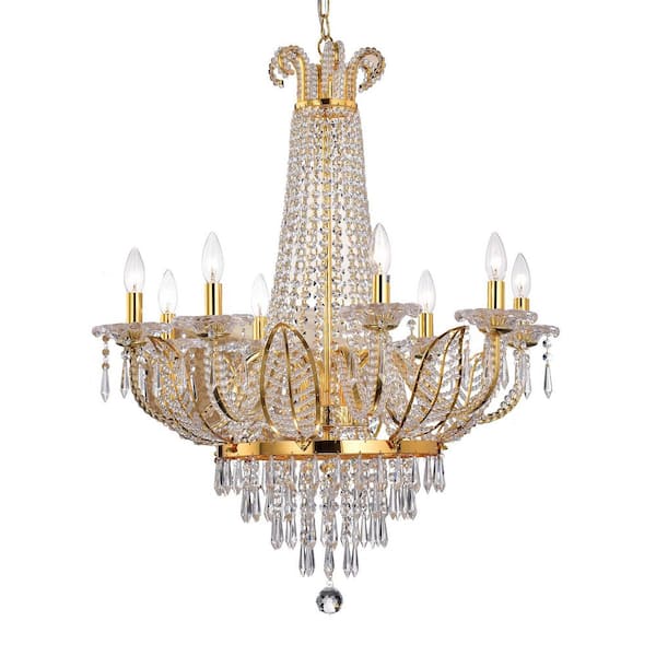 Stavith 28 in. 8-Light Indoor Polished Gold Finish Chandelier with Light Kit