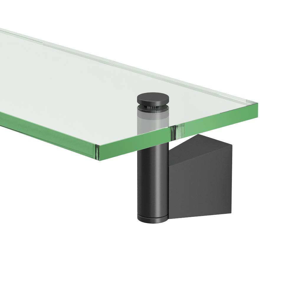 SleekSpace Matte Black Floating Glass Bathroom Shelf