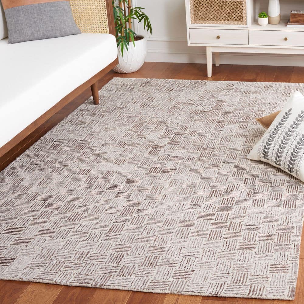 Micro-Loop 4 ft. x 6 ft. Brown/Ivory Basket Striped Area Rug price history on PriceWatchPro