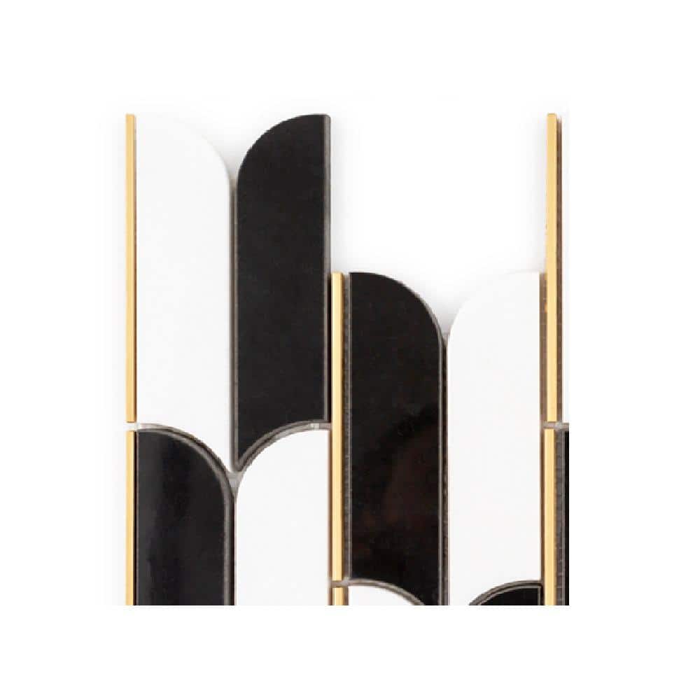 Take Home Tile Sample - Jubilee White/Black 4 in. x 4 in. Polished Thassos/Nero Marquina Marble/Gold Metal Mosaic price history on PriceWatchPro