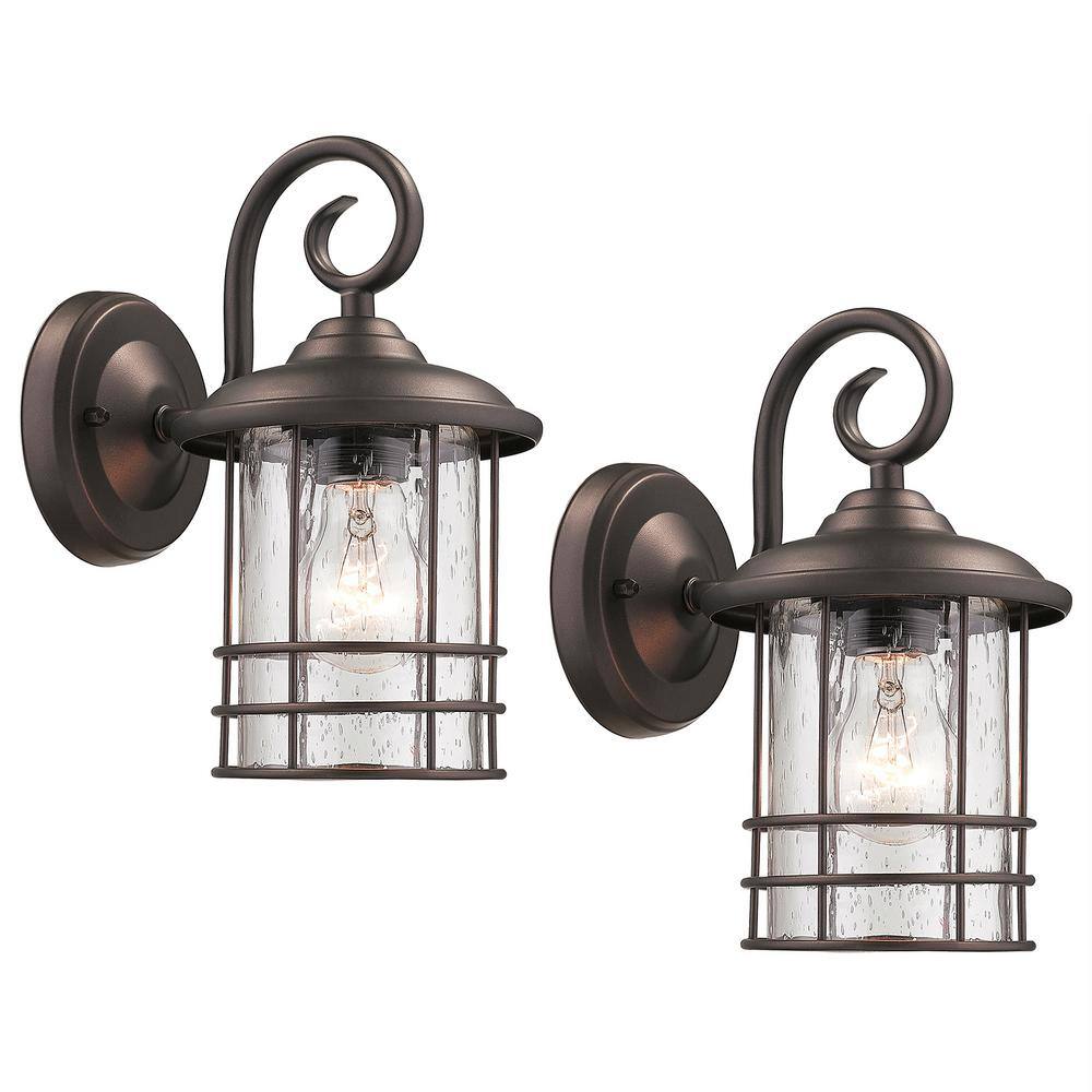 9.8 in. Oil Rubbed Bronze Outdoor E26 Light Control Wall Lantern Sconce w/C