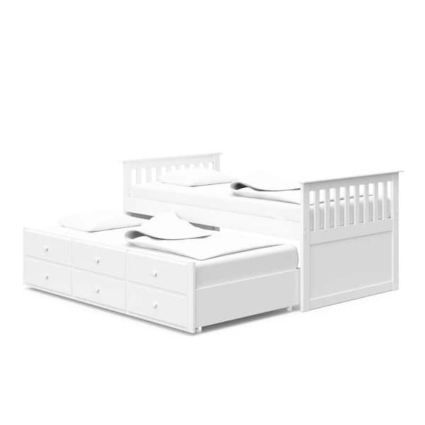 Storkcraft Marco Island White Twin Captains Bed with Trundle and Drawers