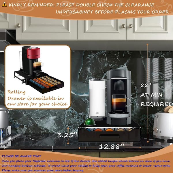 Wudkey 1-Shelf Piano Black Space-Saving Nespresso Pod Drawer