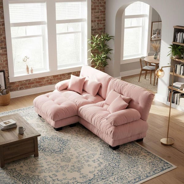 Homy Casa MINH 94.4 in. Pillow Arm 3-piece Chenille Sectional Sofa