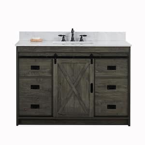 Rafter 48 in. W x 22 in. D Bath Vanity in Charcoal Gray with Engineered Stone Vanity Top in Carrara White with Sink