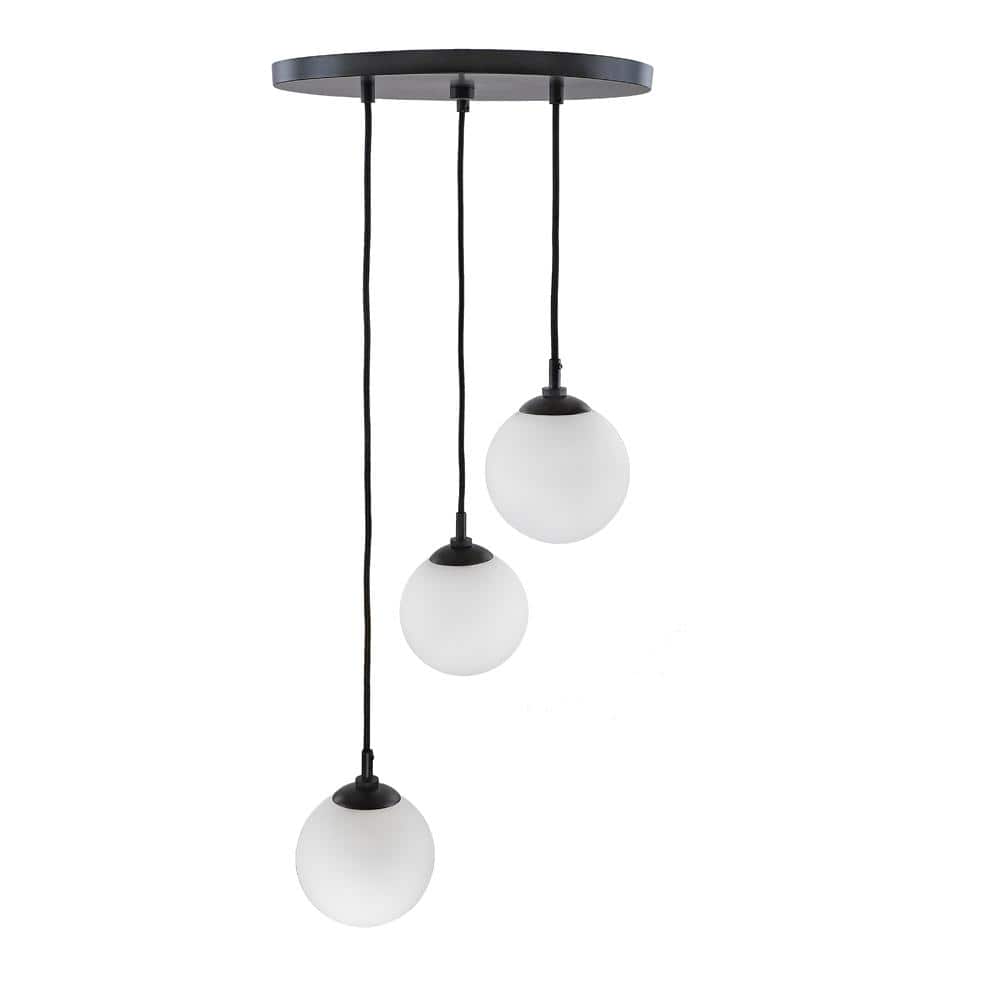 DSI LIGHTING Lacey 3Light Bronze Pendant with Etched Opal Glass Globes