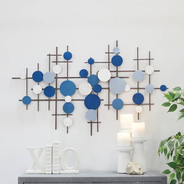 CosmoLiving by Cosmopolitan 39 in. x  23 in. Metal Blue Overlapping Circle Geometric Wall Decor