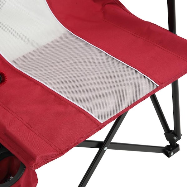 Outdoor Folding Steel Lawn Chair with Hard Arms, Cup Holder, Carry