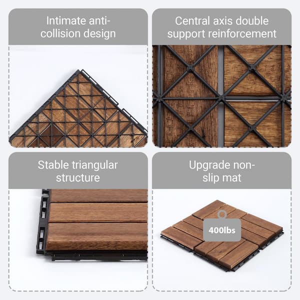 Siavonce 12 in. x 12 in. Square Acacia Wood Interlocking Siavonce 12 in. x 12 in. Square Acacia Wood Interlocking