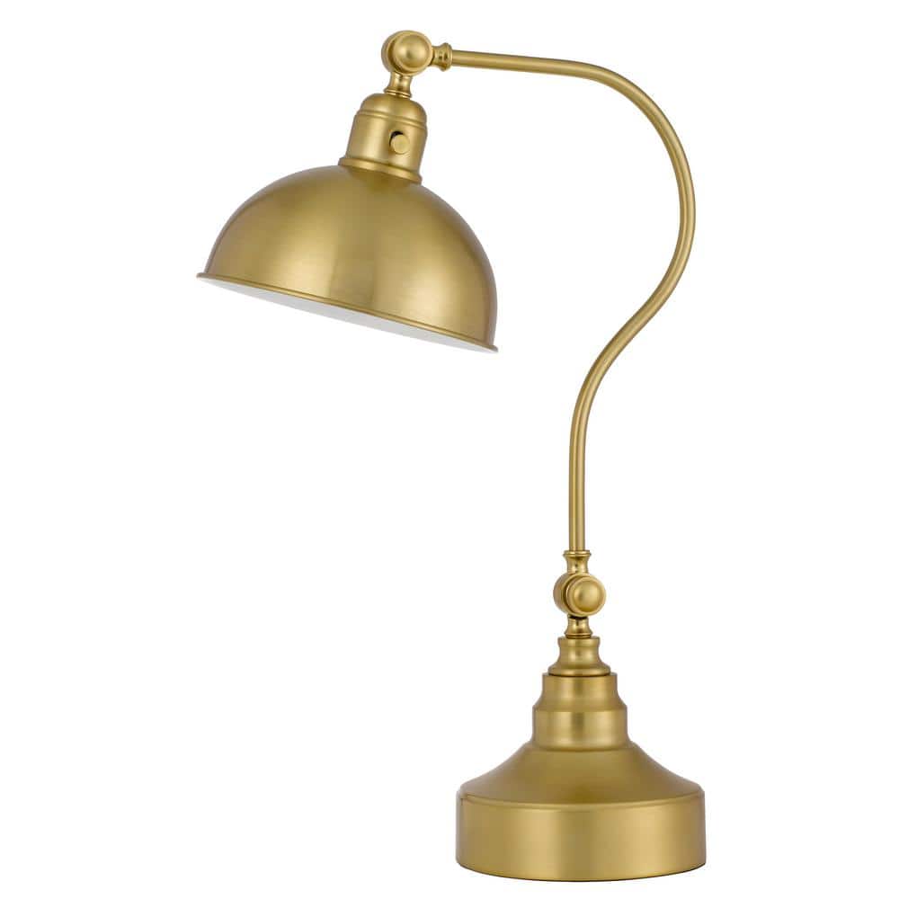 59. 25 in. H Antique Brass Metal Floor Lamp with Glass Shade