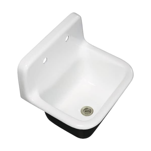 Petra Galley 22.1 in. Wall Mount Single Cast Iron Kitchen Sink with Basket Strainer