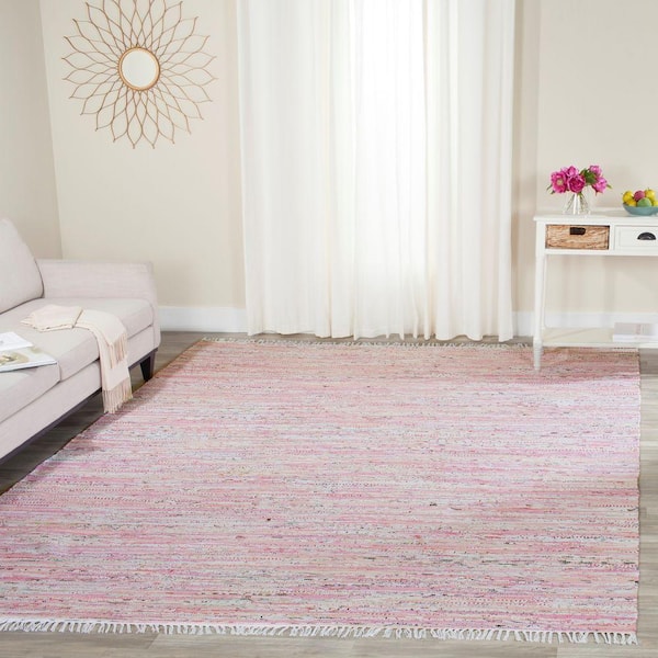 Rag Rug Light Pink/Multi 5 ft. x 7 ft. Striped Area Rug