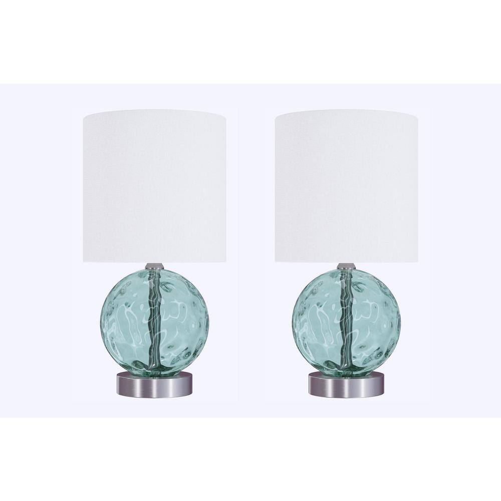 GRANDVIEW GALLERY 14 5 In Mineral Green Glass Table Lamp With Orb   Mineral Green Brushed Nickel Grandview Gallery Table Lamps Gt90506au 64 1000 