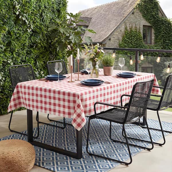 52'' X 70'' Checkered Tablecloth Vinyl Tablecloths with Flannel Backing Wipeable Spillproof Plastic Table Cover
