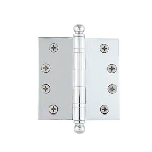 4 in. Bright Chrome Ball Tip Heavy-Duty Hinge with Square Corners