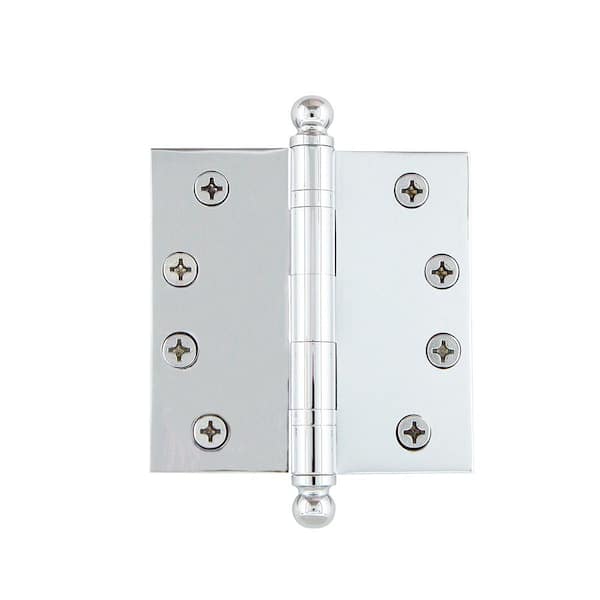 Nostalgic Warehouse 4 in. Bright Chrome Ball Tip Heavy-Duty Hinge with Square Corners