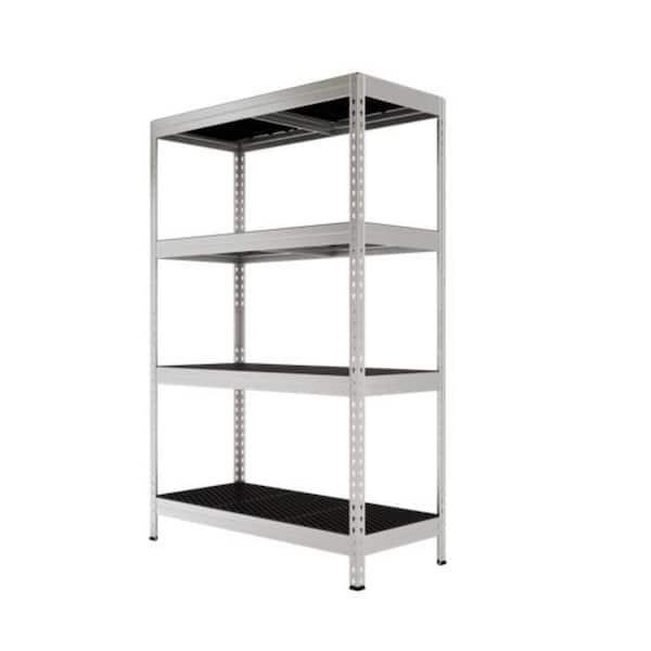 All-Road 4-Tier Steel Storage Shelving Unit in Silver, Washable Polypropylene Racks, Indoor/Outdoor Use, 43 x 20 x 71 in