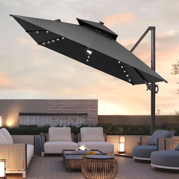 9 ft cantilever patio umbrella 11x9 Aluminum with Base Unleash Ultimate Flexibility with Our Cantilevered Patio Umbrella PURPLE LEAF 9 ft. Square