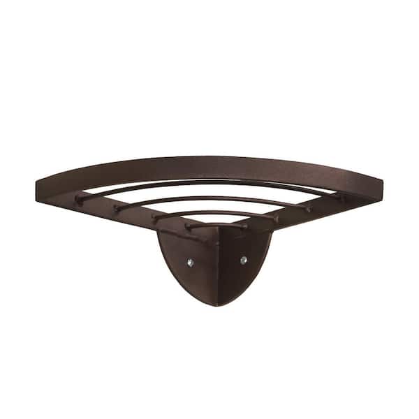 11.8in.W x 3.3in.H Quarter-Round Roman Bronze Wrought Iron Corner Wall Plant Shelf, Powder Coated Finish, Home Accessory