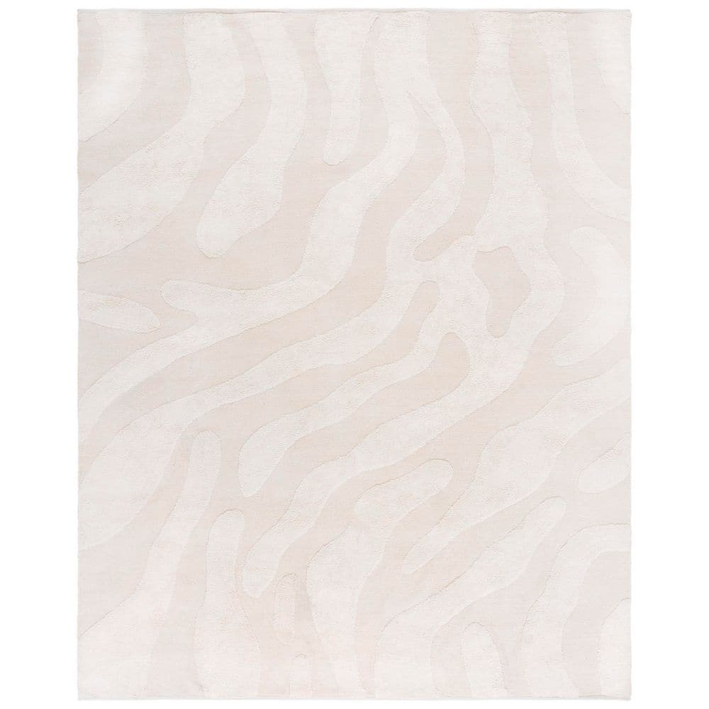 Easy Care 8 ft. x 10 ft. Ivory High-Low Wavy Solid Area Rug price history on PriceWatchPro