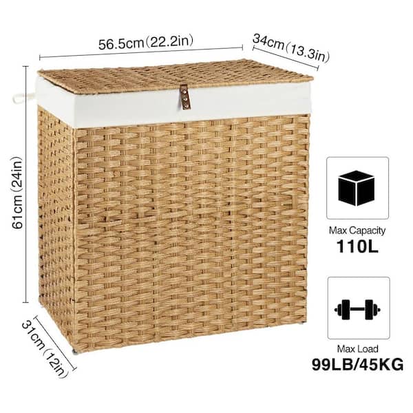 GREENSTELL Laundry Hamper with lid, No Install Needed, 110L Wicker Laundry  Baskets Foldable 2 Remova…See more GREENSTELL Laundry Hamper with lid, No