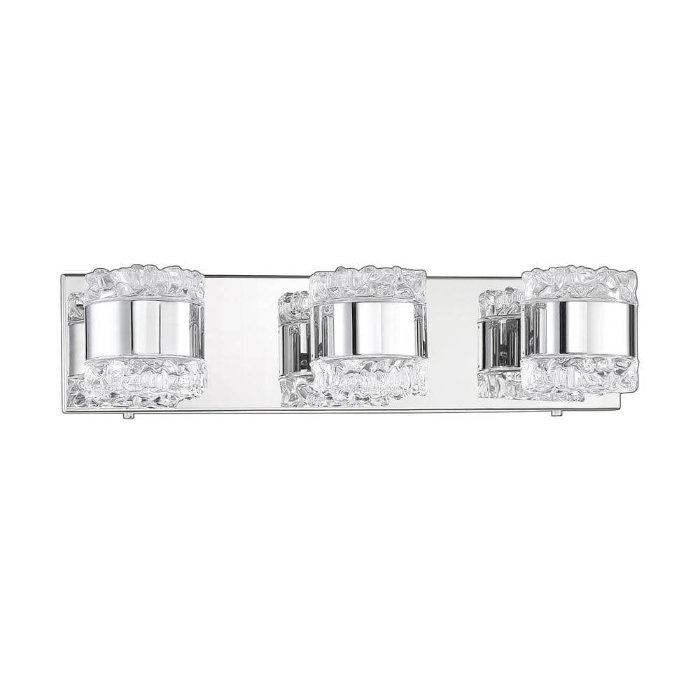 BAZIL 20 in. 3 Light Chrome, Clear Vanity Light with Clear Glass Shade -  Kendal Lighting, VF1000-3L-CH