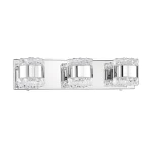 BAZIL 20 in. 3 Light Chrome, Clear Vanity Light with Clear Glass Shade