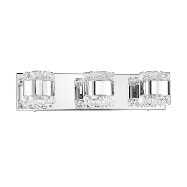 Kendal Lighting BAZIL 20 in. 3 Light Chrome, Clear Vanity Light with Clear Glass Shade