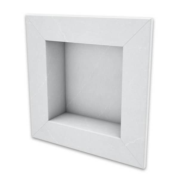 FlexStone 17 in. x 17 in. Square Recessed Shampoo Caddy in Sea Salt
