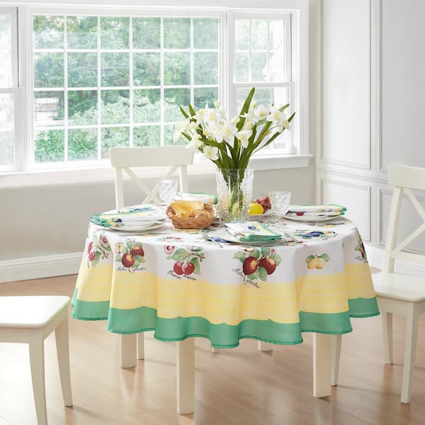 Villeroy & Boch French Garden Fleurence Water Resistant Tablecloth, Multicolor - 70"W x 70"L Round