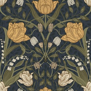 Filippa Navy Tulip Non Woven Paper Wallpaper Sample