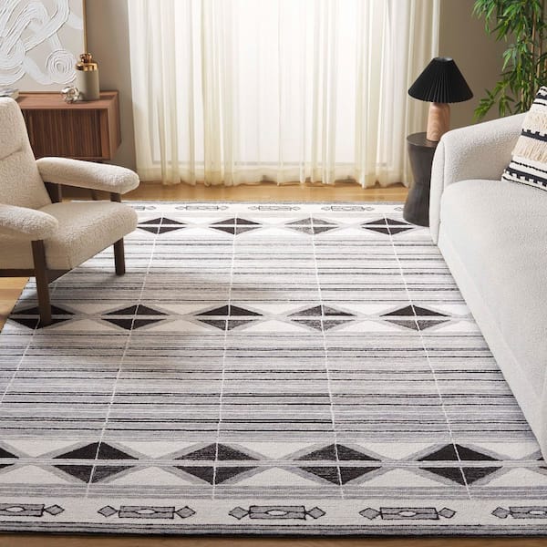 Ebony 8 ft. x 10 ft. Ivory/Gray Tribal Area Rug