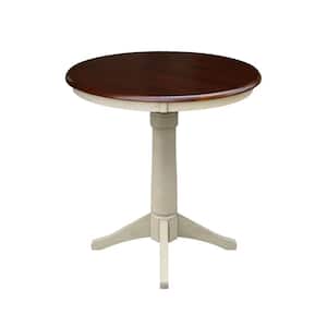Olivia 30 in. Almond and Espresso Round Counter-Height Table