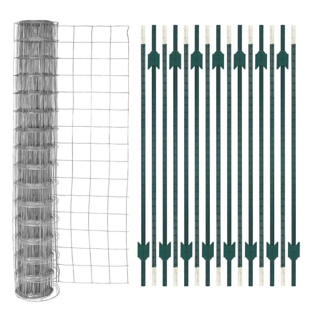 1. 4in. x 84in. Green Steel T-Post with 16 Gauge Galvanized Welded Fencing Wire Roll (15-Pack) price history on PriceWatchPro