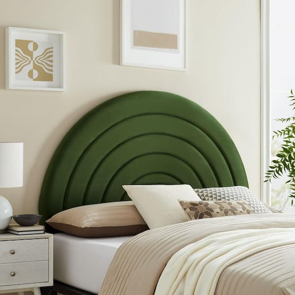 MODWAY Solana Soft Arch Shaped Round Queen Headboard in Moss Green