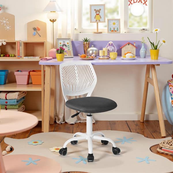 Homy Casa CARNAT Ash Grey Ergonomic Kids Desk Chair Adjustable Height Swivel Study Chair with Breathable Plastic Back