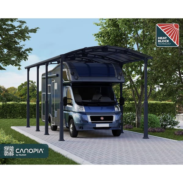 Alpine 12 ft. x 28 ft. Gray/Gray RV Carport and Boat Shelter