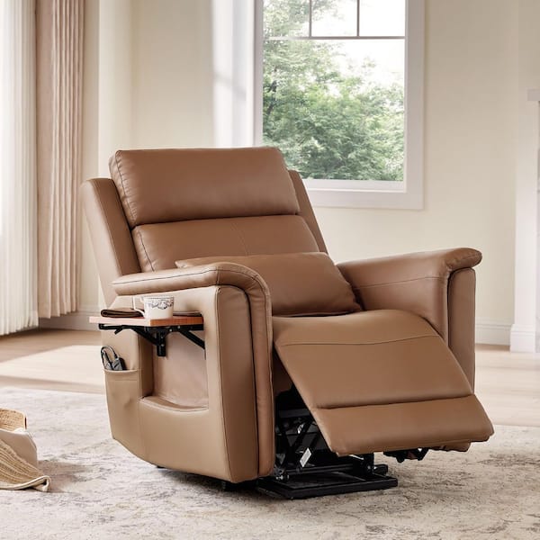 Holden Saddle Modern Leather Lift Recliner with Heat and Massage, Lumbar Pillow, Side Pockets and Cup Holder for Elderly