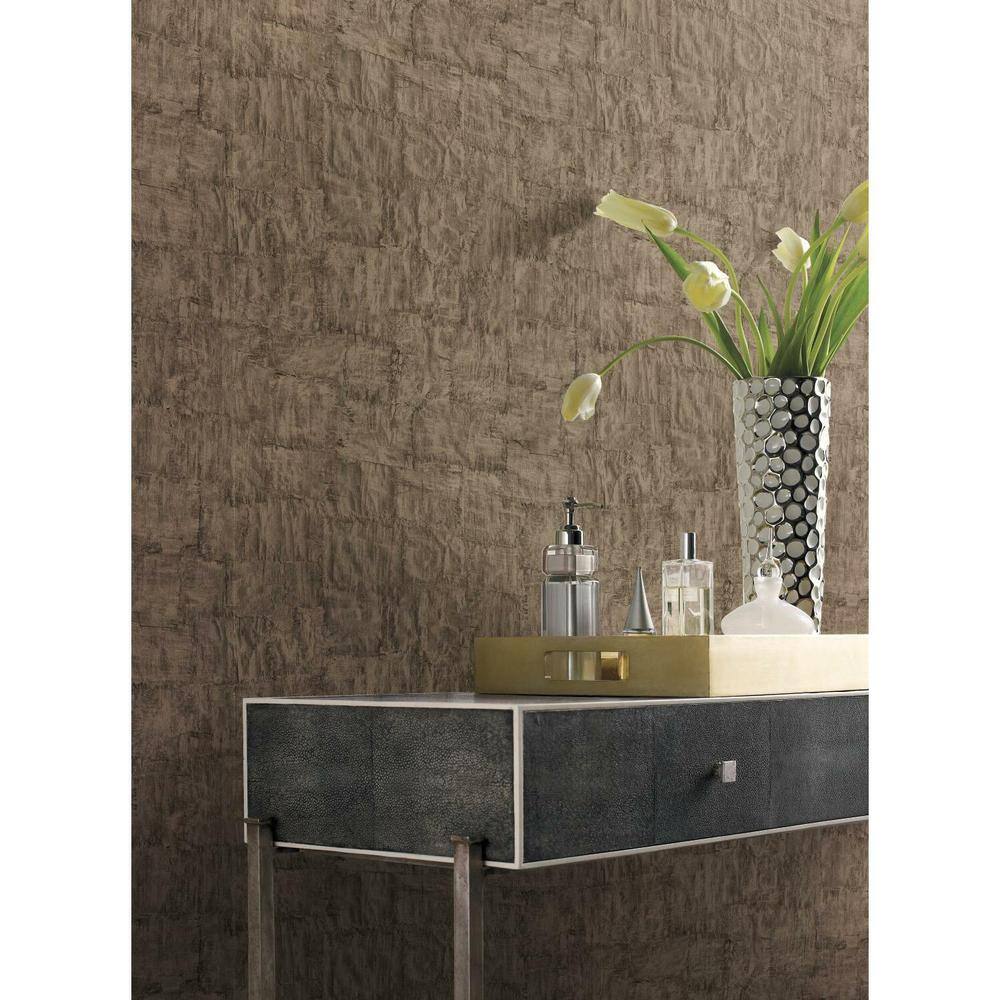 Wheat Beige and Taupe Grasscloth Wallpaper