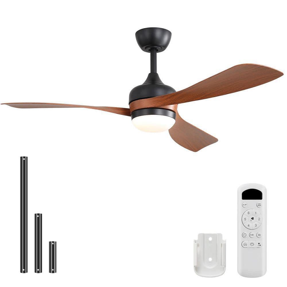 52 in. Indoor/Outdoor Modern Black and Brown Ceiling Fan with Integrated LED Light Kit, Reversible DC Motor and Remote price history on PriceWatchPro