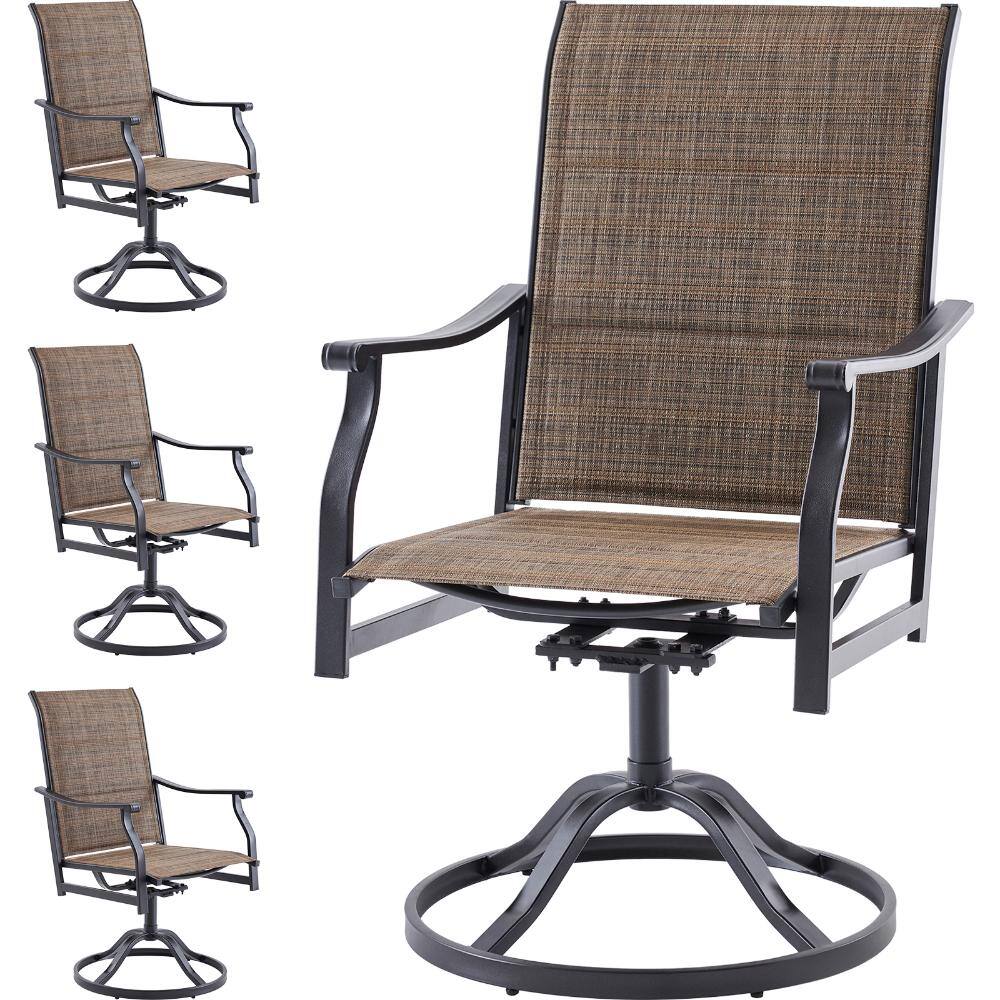 Brown Outdoor Metal Swivel Dining Chair with Paded Textilene Fabric for Patio, Backyard, Balcony(Set of 4) price history on PriceWatchPro