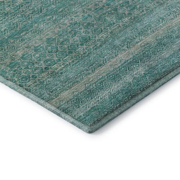 Mayfield Premium Machine Washable Abstract AMF2105 Teal 10 ft. x 14 ft. Area Rug